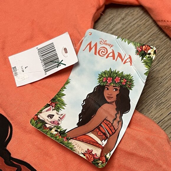 Aulani Disney Resort Moana Cropped Hoodie Longsleeve Large Hawaii Orange Peach - Picture 10 of 12